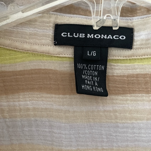 CLUB MONACO Cotton Striped Button Down Lightweight Long Sleeve Shirt Size Large - Picture 5 of 7